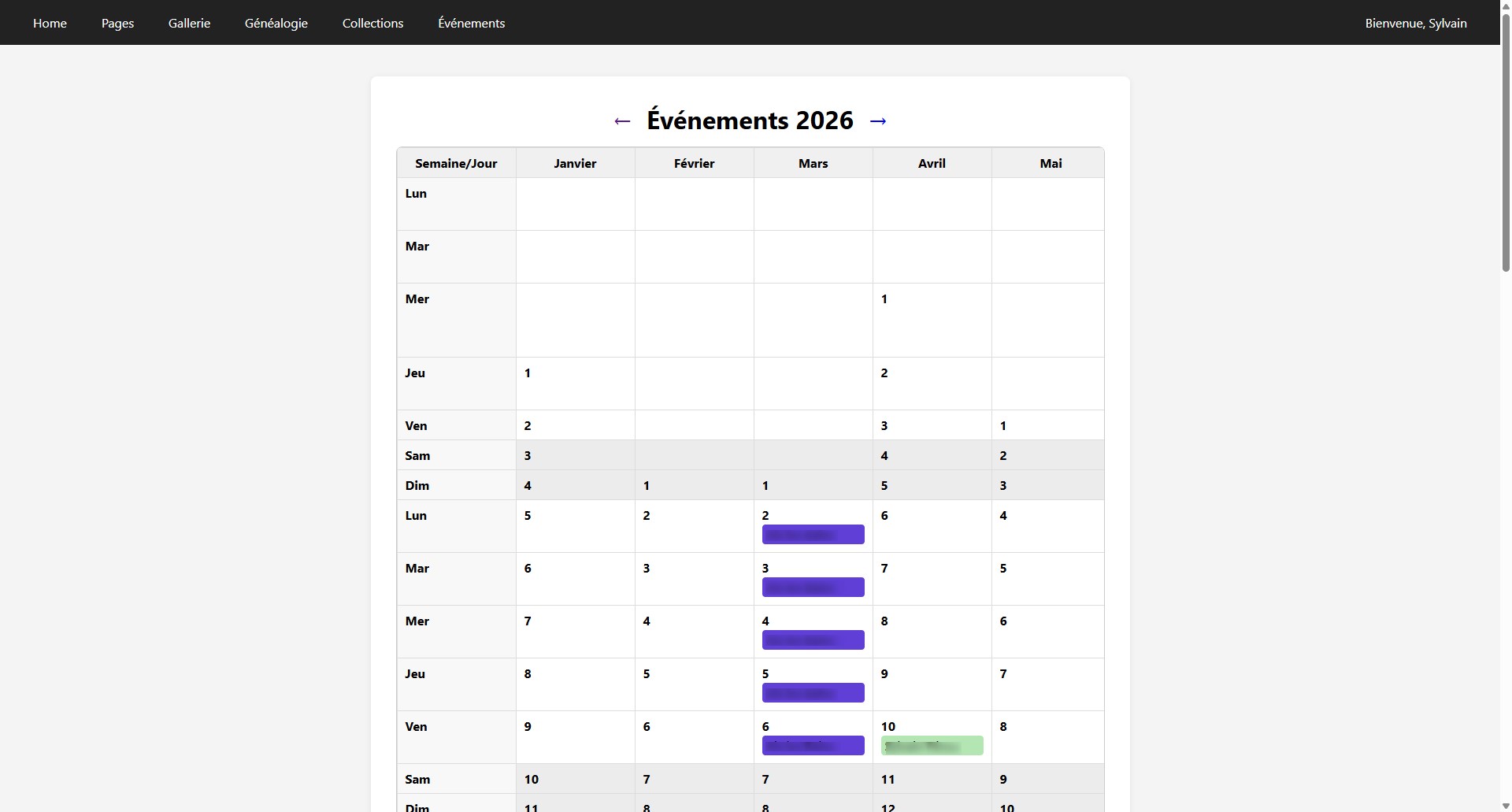 Calendrier familial